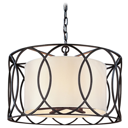 Troy Lighting Sausalito Textured Iron Pendant Light with Drum Shade