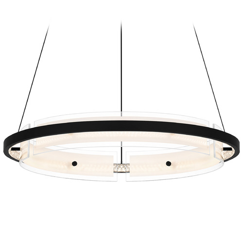 Quoizel Lighting Malik Matte Black LED Pendant Light with Curved Panel Shade