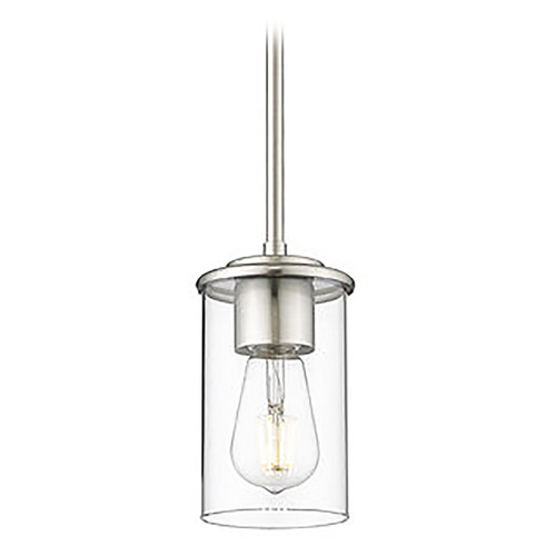 Z-Lite Z-Lite Thayer Brushed Nickel Mini-Pendant Light with Cylindrical Shade 742MP-BN