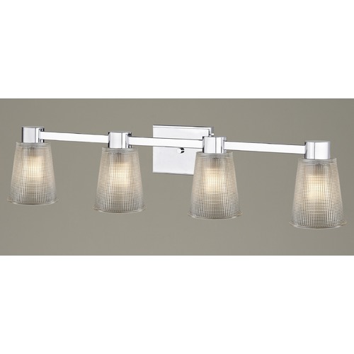 Design Classics Lighting 4-Light Prismatic Glass Bathroom Light Chrome 2104-26 GL1056-FC