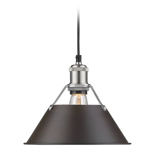 Golden Lighting Orwell Medium Pendant in Pewter & Rubbed Bronze by Golden Lighting 3306-M PW-RBZ