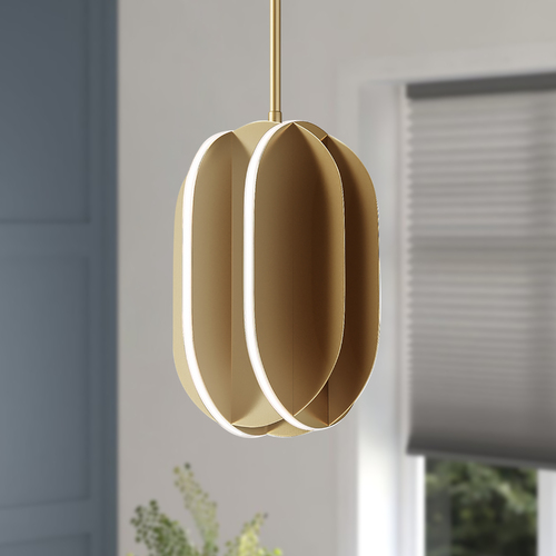 ET2 Lighting Interval LED Small Ellipse Pendant in Satin Brass by ET2 Lighting E21484-SBR