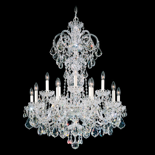 Schonbek Worldwide Lighting Olde World Polished Silver Crystal Chandelier