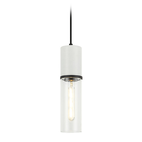 Matteo Lighting Marmor Matte Black & White Marble LED Mini-Pendant Light with Cylindrical Shade