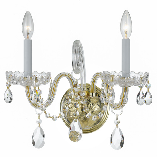 Crystorama Lighting Traditional Crystal Polished Brass Sconce