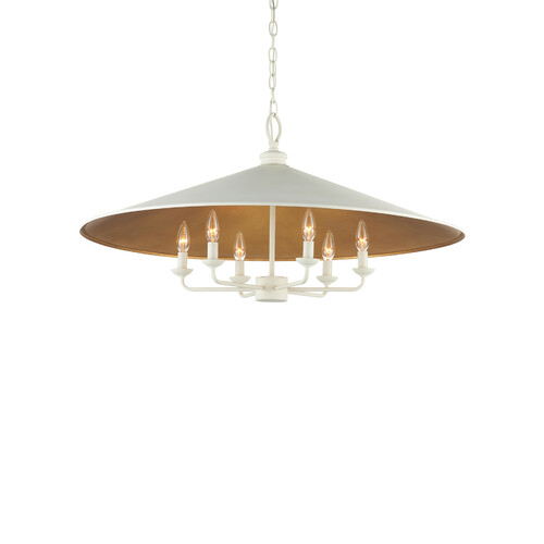 Brussels 36-Inch Chandelier in Snow White & Gold Leaf by Currey & Co