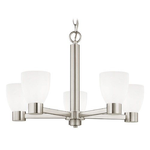 Design Classics Lighting Satin White Glass Chandelier Satin Nickel 2105-09 GL1028MB