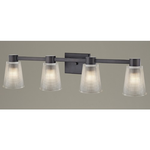 Design Classics Lighting 4-Light Prismatic Glass Bathroom Light Bronze 2104-220 GL1056-FC