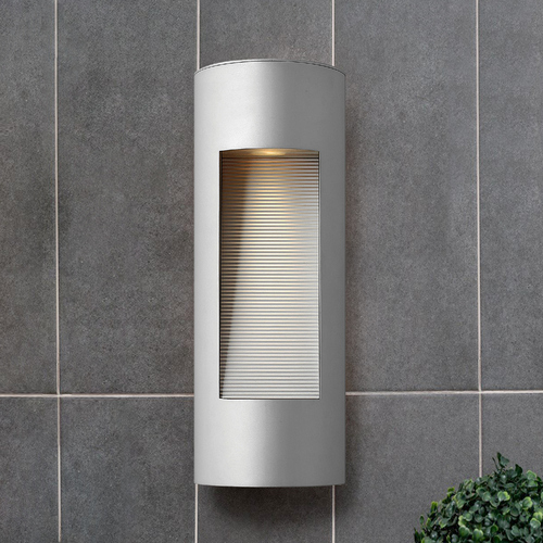 Modern Outdoor Wall Light with Etched in Titanium by Hinkley Lighting