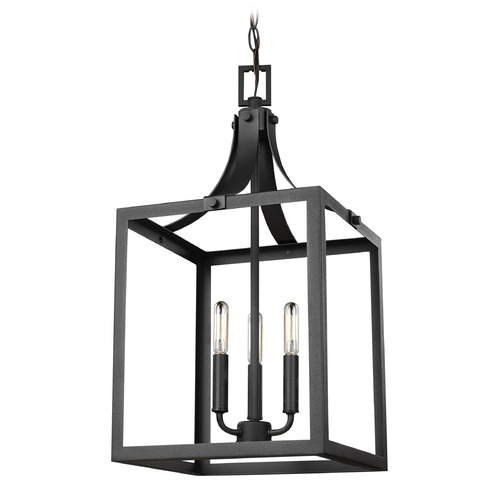 Labette 12-Inch Open Lantern Pendant in Black by Generation Lighting