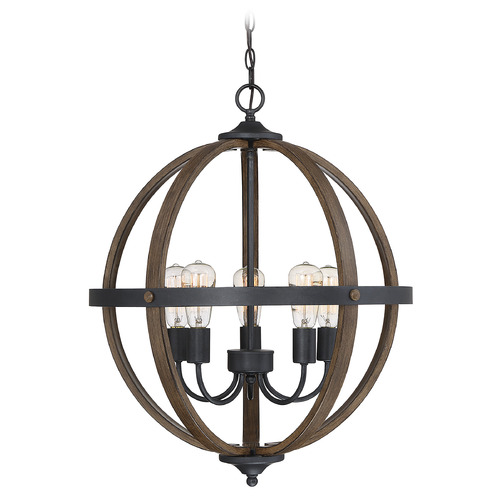 Meridian 22-Inch Orb Pendant in Wood with Black by Meridian M70041WB
