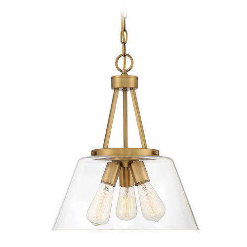 Savoy House Lighting Warm Brass Pendant Light with Empire Shade