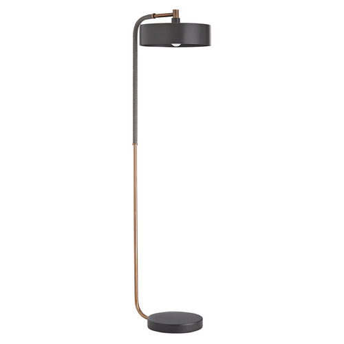 Aaron Floor Lamp in Brass & Graphite Leather by Arteriors Home