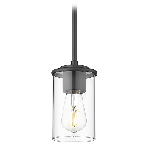 Z-Lite Thayer Matte Black Mini-Pendant Light with Cylindrical Shade