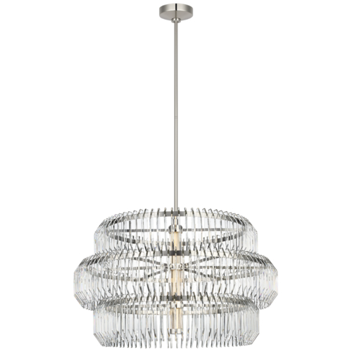Visual Comfort Signature Collection Killarney 32-Inch Layered Drum Chandelier in Nickel by VC Signature WF5022PN-CC