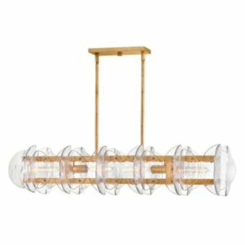 Seraphina Linear Chandelier in Distressed Brass by Fredrick Ramond