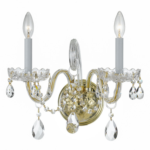 Crystorama Lighting Traditional Crystal Polished Brass Sconce