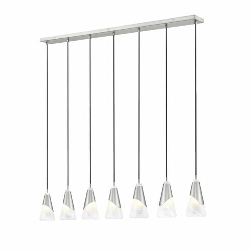 Z-Lite Aimie Brushed Nickel Multi-Light Pendant with Conical Shade