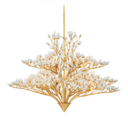 Currey and Company Fiorella Contemporary Gold Leaf / Frosted Chandelier