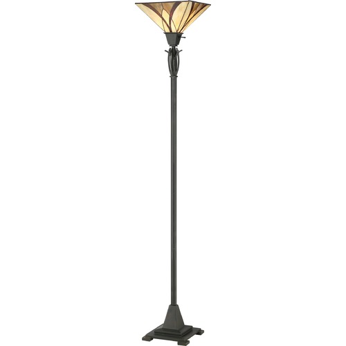 Quoizel Lighting Bronze Torchiere Floor Lamp with Tiffany Shade TFAS9470VA