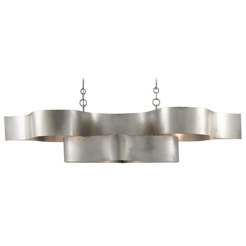 Currey and Company Lighting Grand Lotus Linear Chandelier in Silver Leaf by Currey & Company 9000-0372