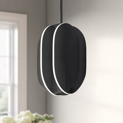 Interval LED Medium Ellipse Pendant in Black by ET2 Lighting