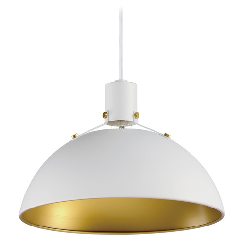 Maxim Lighting Maxim Lighting Dawn White & Satin Brass Pendant Light with Bowl / Dome Shade 12045WTSBR
