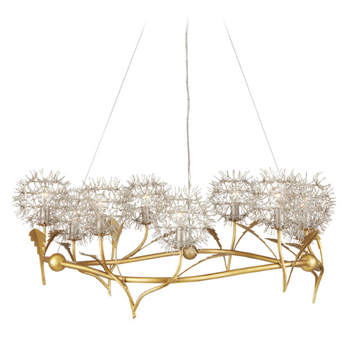 Currey and Company Dandelion Silver Leaf / Silver / Gold Leaf Chandelier