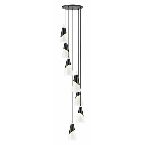 Z-Lite Z-Lite Aimie Matte Black Multi-Light Pendant with Conical Shade 828P7-7R-MB