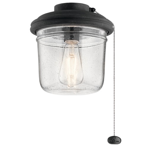 Kichler Lighting LED Ceiling Fan Seeded Glass Light Distressed Black by Kichler Lighting 380915DBK