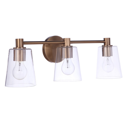 Emilio Satin Brass Bathroom Light by Craftmade Lighting