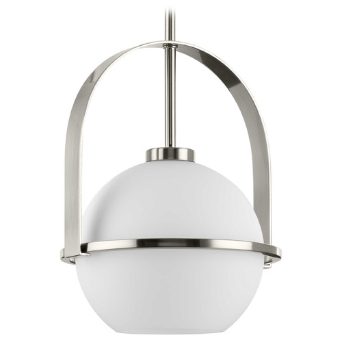 Progress Lighting Progress Lighting Delayne Brushed Nickel Mini-Pendant Light with Globe Shade P500358-009