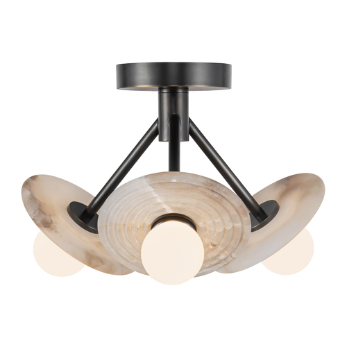 Dahlia 13-Inch LED Alabaster Semi-Flush in Bronze by Alora Lighting