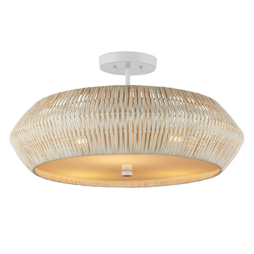Currey and Company Antibes Bleached Natural / Snow White / White Semi-Flushmount Light