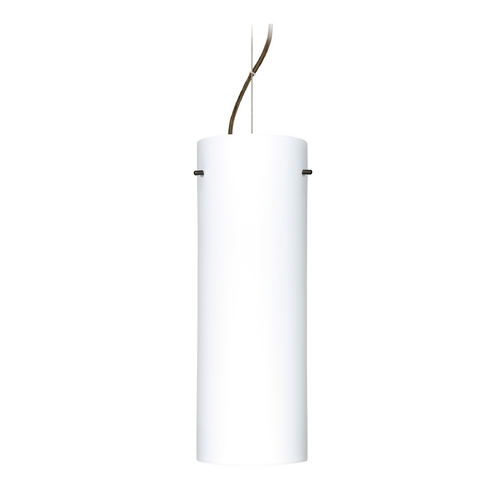 Besa Lighting Modern Pendant Light White Glass Bronze by Besa Lighting 1KX-412807-BR