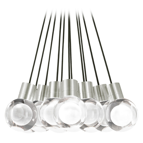 Mina LED Warm Dim 11-Light Chandelier in Nickel & Black by Visual Comfort Modern