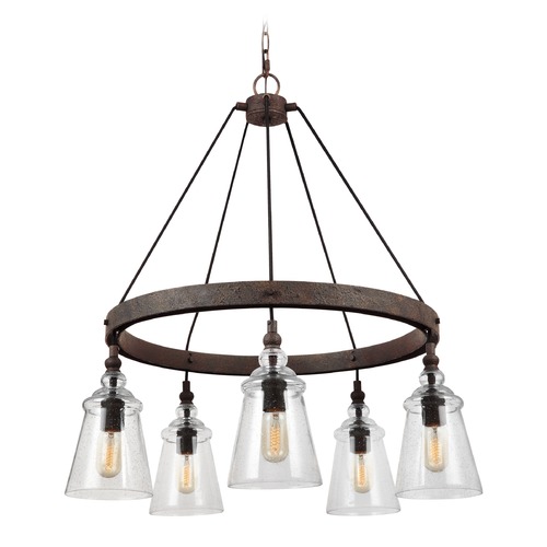 Loras 27-Inch Chandelier in Weathered Iron by Generation Lighting
