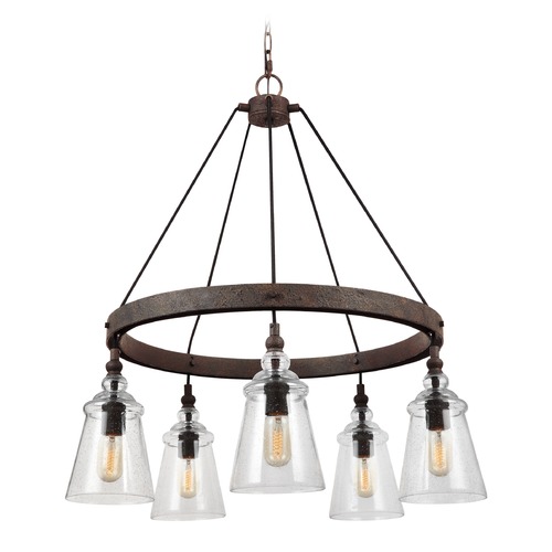 Generation Lighting Loras 27-Inch Chandelier in Weathered Iron by Generation Lighting F3169/5DWI