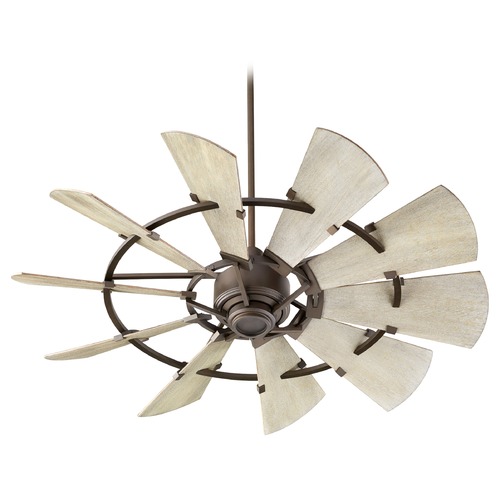 Windmill Oiled Bronze Ceiling Fan Without Light by Quorum Lighting