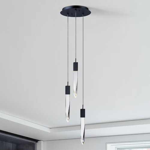 Quartz 3-Light LED Pendant in Black by ET2 Lighting