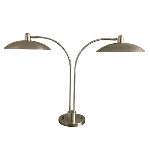 House Of Troy Ridgeline Satin Nickel LED Table Lamp with Bowl / Dome Shade