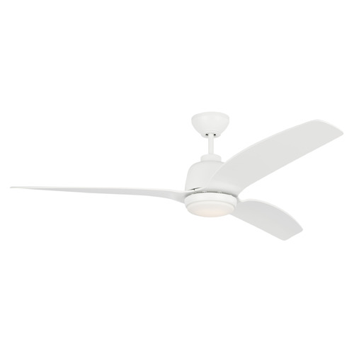 Visual Comfort Fan Collection Avila Coastal 60 LED Matte White LED Ceiling Fan with Light