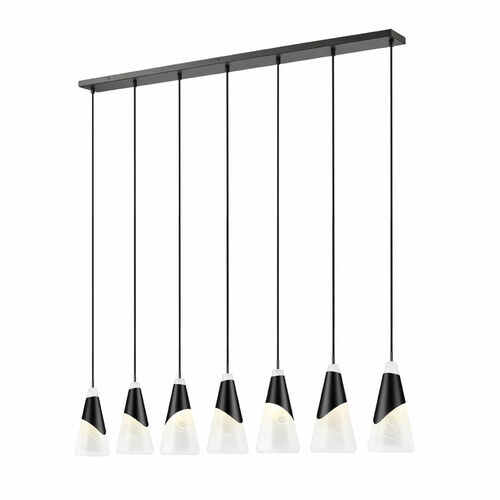 Z-Lite Aimie Matte Black Multi-Light Pendant with Conical Shade
