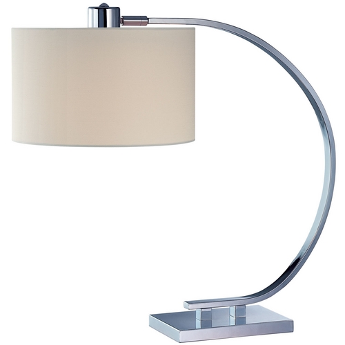 Modern Table Lamp with White Shade in Chrome by Lite Source Lighting