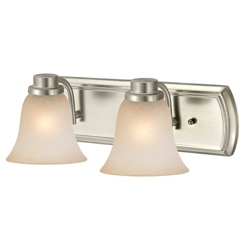 Caramel Glass Bathroom Light in Satin Nickel with 2-Lights