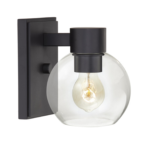 Design Classics Lighting Vashon Wall Sconce in Matte Black by Design Classics Lighting 2101-07 BK BK G1832-CL KIT