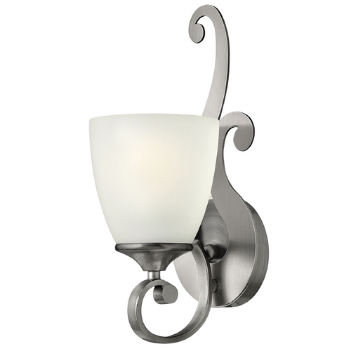 Hinkley Sconce Wall Light with White Glass in Antique Nickel Finish 56320AN