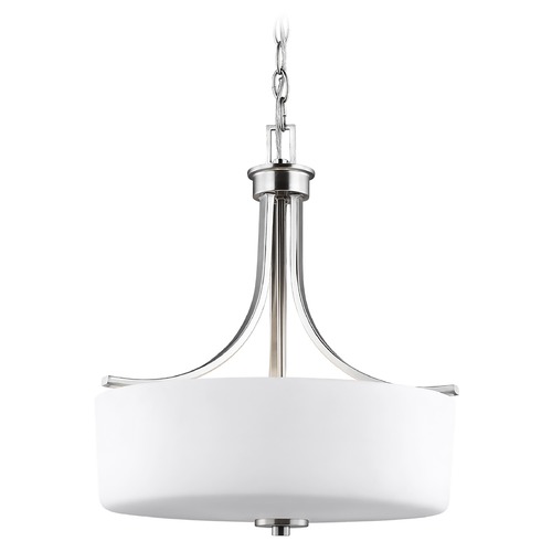 Generation Lighting Canfield Brushed Nickel Pendant Light with Drum Shade 6528803-962
