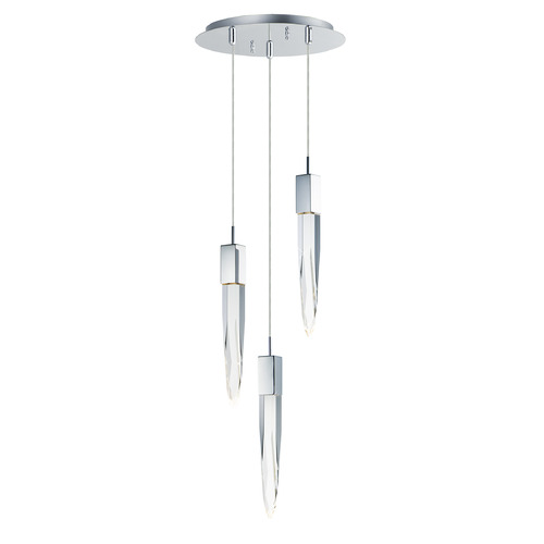 Quartz 3-Light LED Pendant in Polished Chrome by ET2 Lighting
