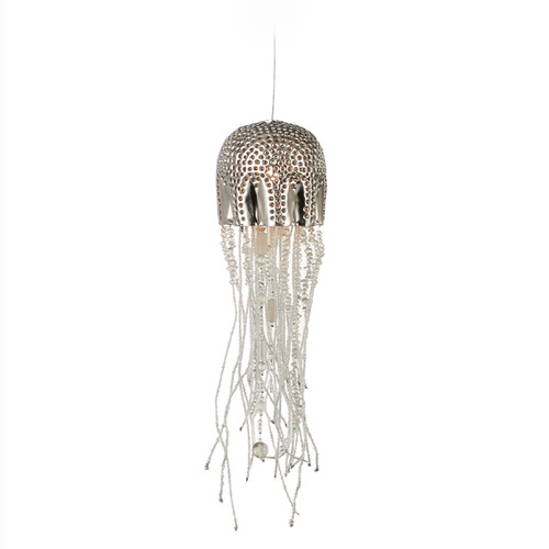 Currey and Company Medusa Nickel & Silver Mini-Pendant Light with Bowl / Dome Shade